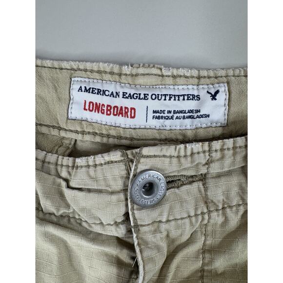 American Eagle Y2K Men's Longboard Cargo Shorts 30 Tan Ripstop Retro Surf Skate - Picture 2 of 16